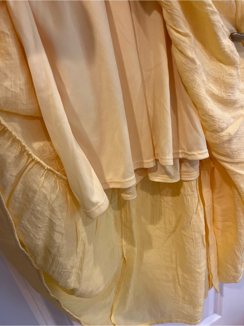 Emma & Michele Yellow Ruffle-Sleeve Tiered Dress - Picture 4 of 8